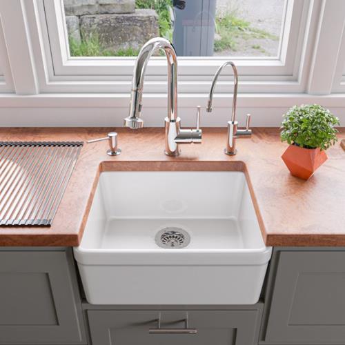 Alfi - White 20 Inch Single Bowl Apron Fireclay Farmhouse Kitchen Sink