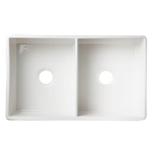 Alfi - 32 Inch Smooth Apron Double Bowl Fireclay Farmhouse Kitchen Sink