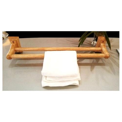 Alfi - 24 Inch Double Rack Wooden Towel Bar Bathroom Accessory