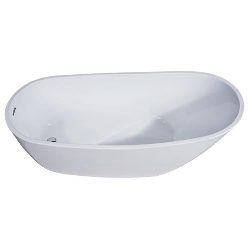 Alfi - 68 inch White Oval Acrylic Free Standing Soaking Bathtub
