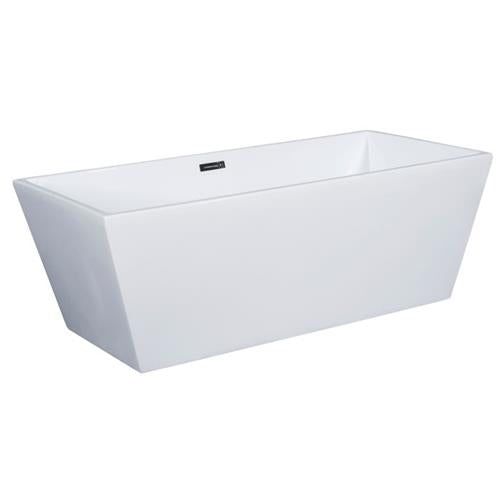 Alfi - 59 inch White Rectangular Acrylic Free Standing Soaking Bathtub