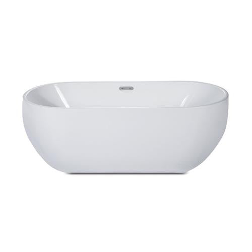 Alfi - 59 inch White Oval Acrylic Free Standing Soaking Bathtub