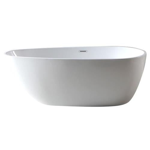 Alfi - 59 inch White Oval Acrylic Free Standing Soaking Bathtub