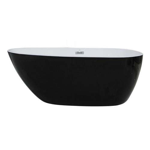 Alfi - 59 inch Black & White Oval Acrylic Free Standing Soaking Bathtub