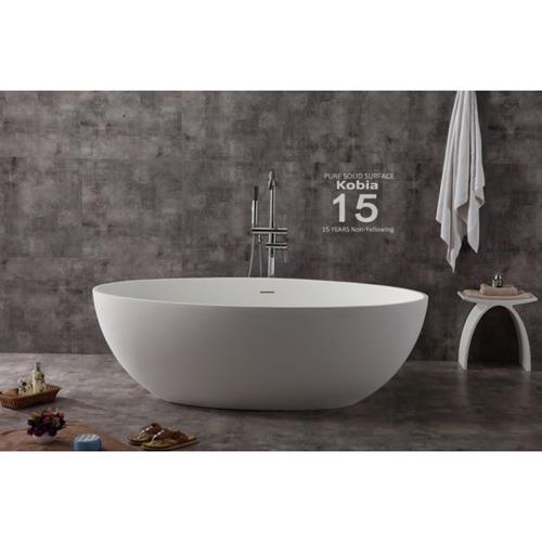 Alfi - 67 Inch White Oval Solid Surface Smooth Resin Soaking Bathtub