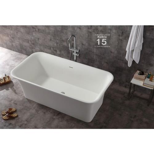 Alfi - 67 Inch White Rectangular Solid Surface Smooth Resin Soaking Bathtub