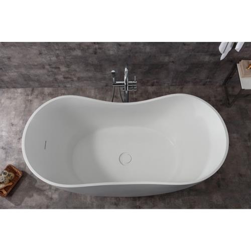 Alfi - 66 Inch White Solid Surface Smooth Resin Soaking Bathtub