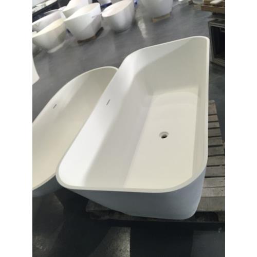 Alfi - 67 Inch White Rectangular Solid Surface Smooth Resin Soaking Bathtub