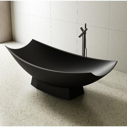 Alfi - Black Matte 71 Inch Solid Surface Resin Free Standing Hammock Style Bathtub