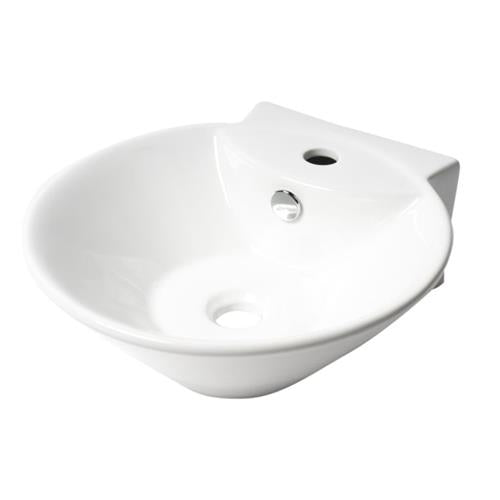Alfi - White 17 Inch Round Wall Mounted Ceramic Sink with Faucet Hole