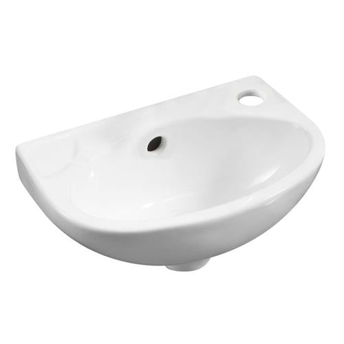 Alfi - White 14 Inch Small Wall Mounted Ceramic Sink with Faucet Hole