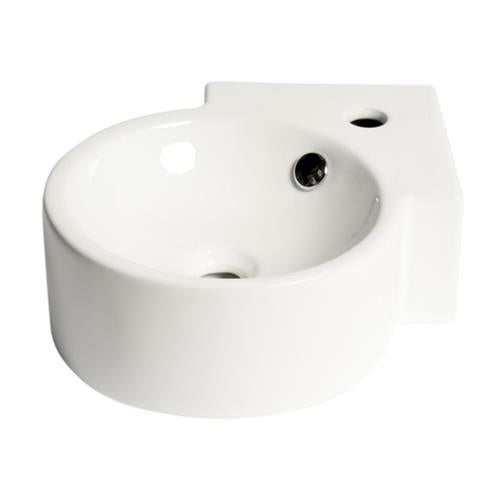 Alfi - White 17 Inch Tiny Corner Wall Mounted Ceramic Sink with Faucet Hole