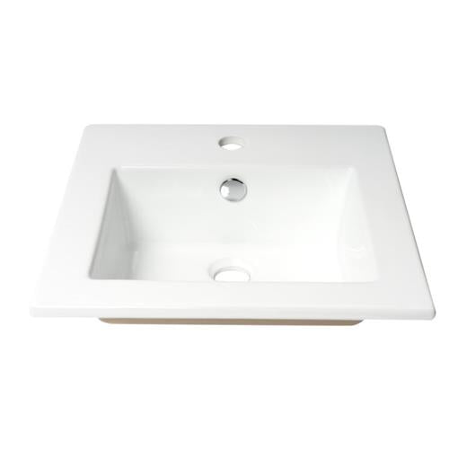 Alfi - White 17 Inch Square Drop In Ceramic Sink with Faucet Hole