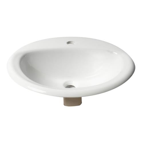 Alfi - White 21 Inch Round Drop In Ceramic Sink with Faucet Hole