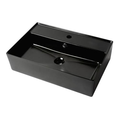 Alfi - 24 Inch Modern Rectangular Above Mount Ceramic Sink with Faucet Hole