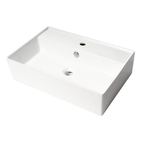 Alfi - 24 Inch Modern Rectangular Above Mount Ceramic Sink with Faucet Hole