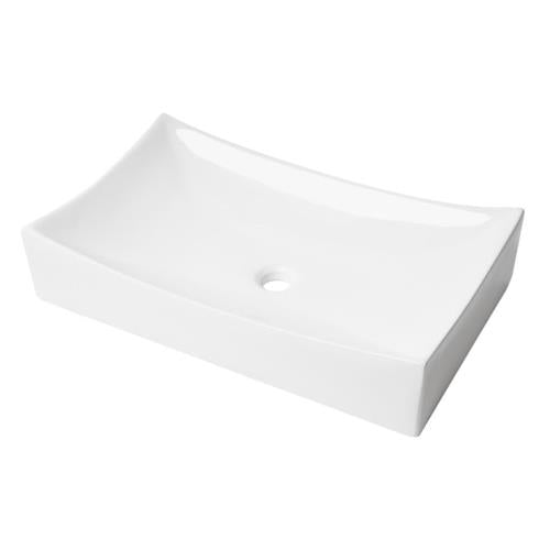 Alfi - White 26 Inch Fancy Rectangular Above Mount Ceramic Sink