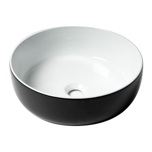 Alfi - Black & White 15 Inch Round Above Mount Ceramic Sink