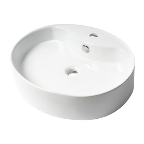 Alfi - White 22 Inch Oval Above Mount Ceramic Sink with Faucet Hole