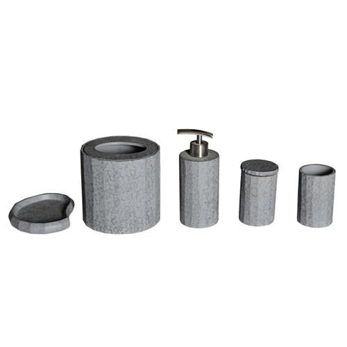 Alfi - 5 Piece Solid Concrete Gray Matte Bathroom Accessory Set