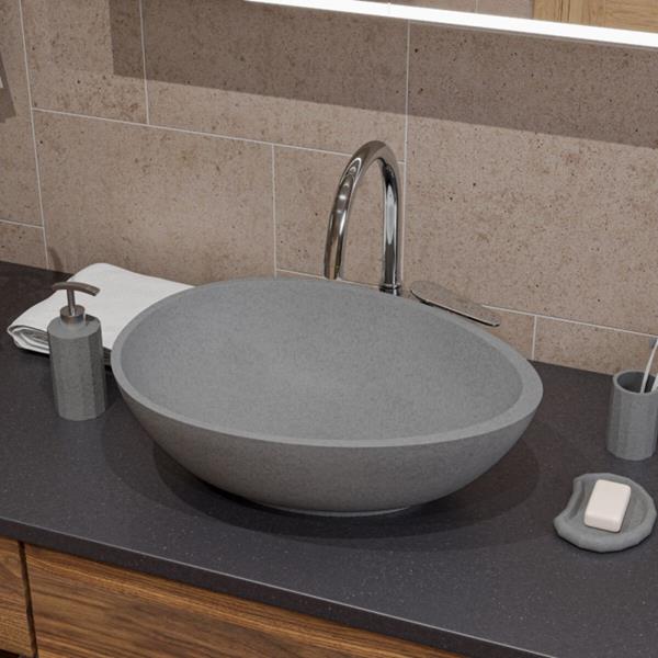 Alfi - 21 Inch Solid Concrete Tear Drop Above Mount Vessel Sink