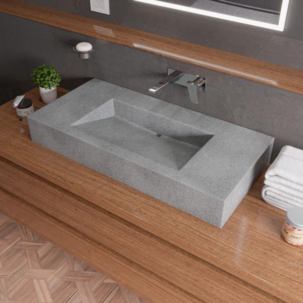 Alfi - 40 Inch Solid Concrete Rectangular Countertop Sink