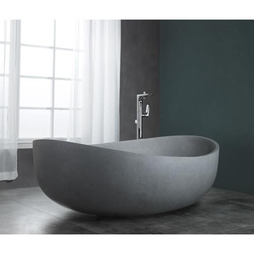 Alfi - 63 Inch Solid Concrete Gray Matte Oval Bathtub