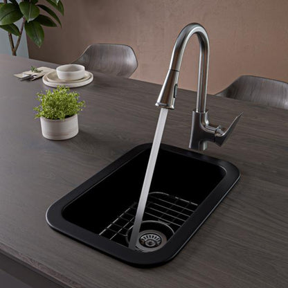 Alfi - Small 13x19 Inch Rectangle Fireclay Undermount or Drop In Prep Sink w Grid Included