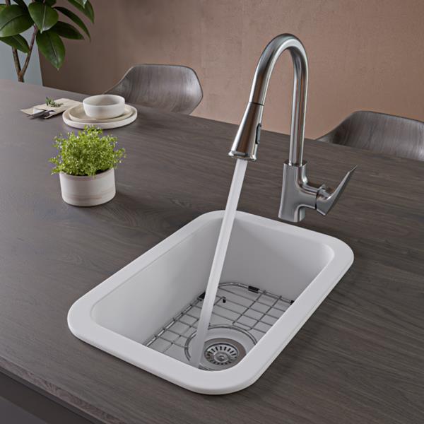 Alfi - Small 13x19 Inch Rectangle Fireclay Undermount or Drop In Prep Sink w Grid Included