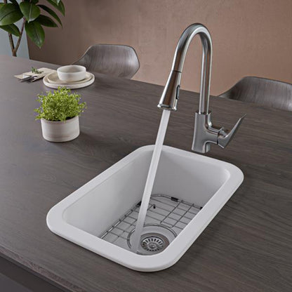 Alfi - Small 13x19 Inch Rectangle Fireclay Undermount or Drop In Prep Sink w Grid Included