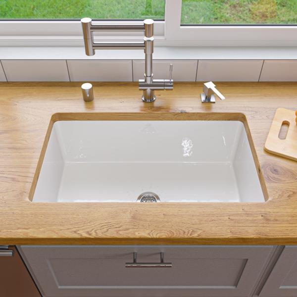 Alfi - White 30 x 18 Inch Fireclay Undermount Fireclay Undermount / Drop In Fireclay Kitchen Sink