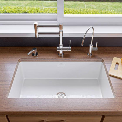 Alfi - 32 x 19 Inch Single Bowl Fireclay Undermount / Drop In Fireclay Kitchen Sink /w grid
