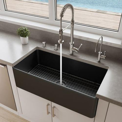 Alfi - 36 Inch White Thin Wall Single Bowl Smooth Apron Fireclay Kitchen Farm Sink