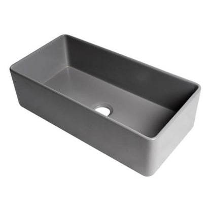 Alfi - 36 Inch White Thin Wall Single Bowl Smooth Apron Fireclay Kitchen Farm Sink