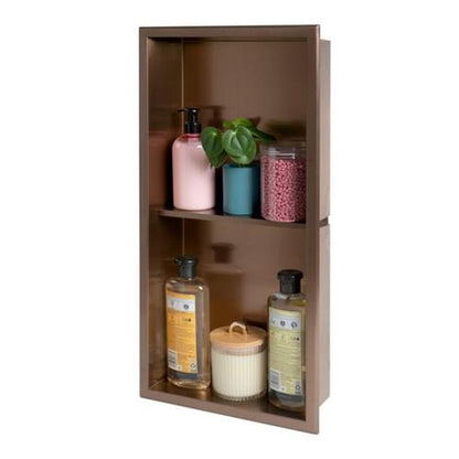 Alfi - 12 Inch x 24 Inch Stainless Steel Vertical Double Shelf Shower Niche