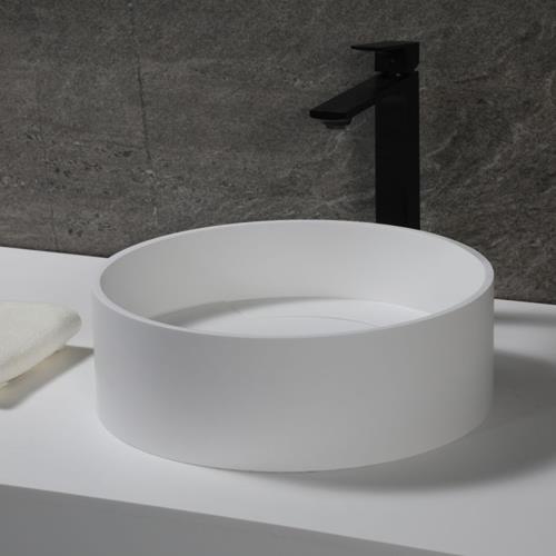 Alfi - 15 Inch Round White Matte Solid Surface Resin Sink
