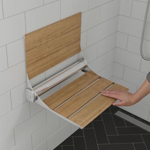 Alfi - 17 Inch Folding Teak Wood Shower Seat Bench with Backrest