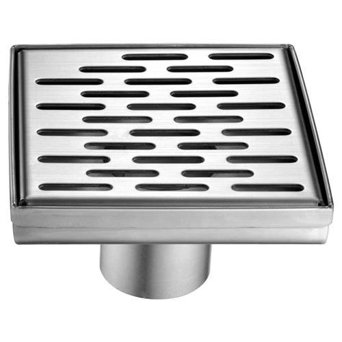 Alfi - 5 Inch x 5 Inch Modern Square Stainless Steel Shower Drain with Groove Holes