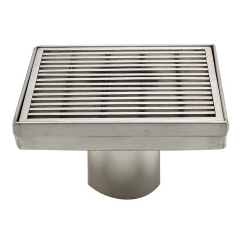 Alfi - 5 Inch x 5 Inch Square Stainless Steel Shower Drain with Groove Lines