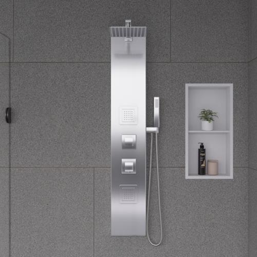 Alfi - White Aluminum Shower Panel with 2 Body Sprays and Rain Shower Head