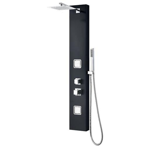 Alfi - Black Aluminum Shower Panel with 2 Body Sprays and Rain Shower Head