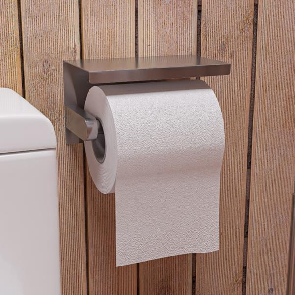 Alfi - Brushed Stainless Steel Toilet Paper Holder with Shelf