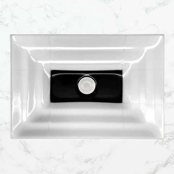 Linkasink - Artisan Glass Medium Rectangle White Undermount Sink with Black Window