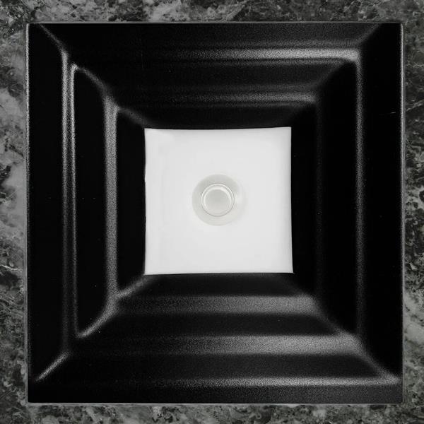 Linkasink - Artisan Glass Medium Square Black Undermount Sink with White Window