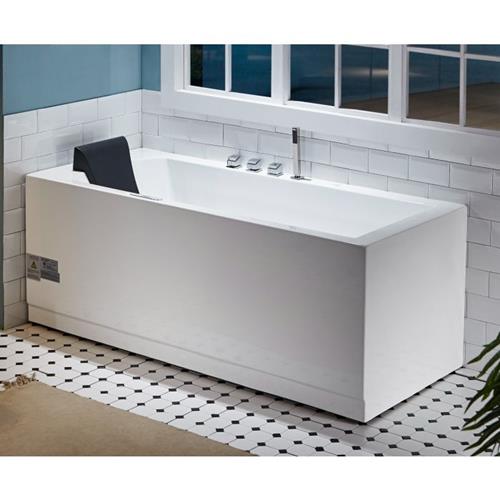 Eago -5 ft Acrylic White Rectangular Whirlpool Bathtub w Fixtures