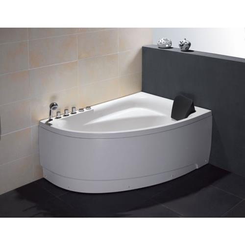 Eago - 5' Single Person Corner White Acrylic Whirlpool Bath Tub - Drain on Left
