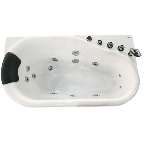 Eago - 5' White Acrylic Corner Whirpool Bathtub - Drain on Right