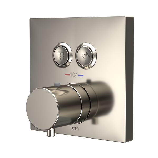 Toto - Square Thermostatic Mixing Valve With 2-Function Shower Trim, Brushed Nickel