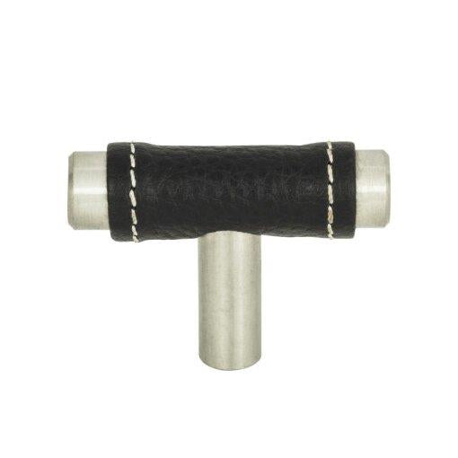 Atlas Homewares - Zanzibar 1 7/8 Inch Length Geometric Black Leather Knob