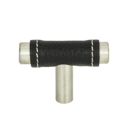 Atlas Homewares - Zanzibar 1 7/8 Inch Length Geometric Black Leather Knob